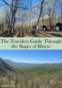 The travelers guide through the stages of illness, photo of campground and mountains
